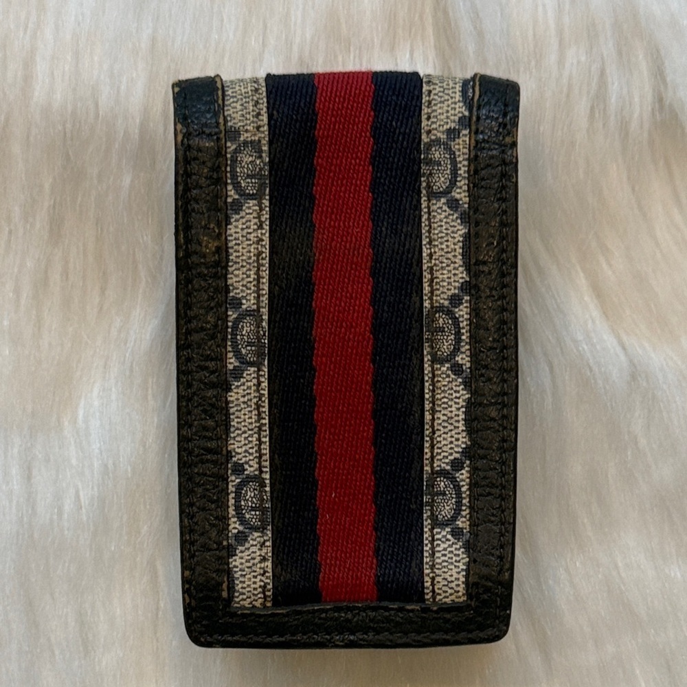 Gucci 100% Authentic Black Leather Case with Red and Blue Stripe​​​ - Picture 3 of 6